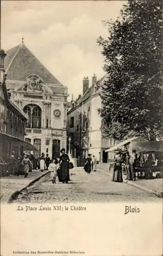 Ak Blois Loir et Cher, Place Louis XII, Theater