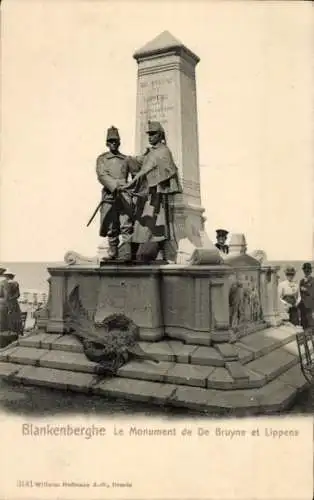 Ak Blankenberghe Blankenberge Westflandern, Das Denkmal von De Bruyne und Lippens in Blankenbe...