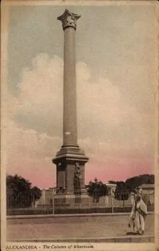 Ak Alexandria Ägypten, The Column of Khartoum