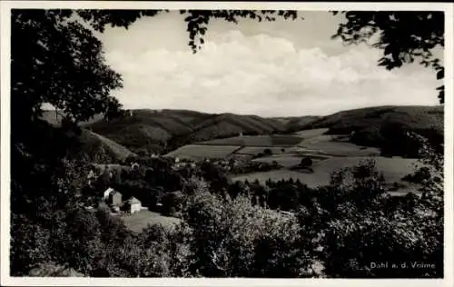 Ak Dahl Hagen in Westfalen, Volmetal, Blick auf das Dorf mit Feldern und Wald