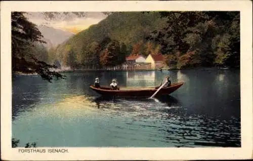Ak Bad Dürkheim am Pfälzerwald, Forsthaus Isenach, Ruderboot