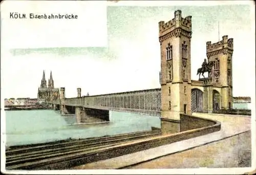 Ak Köln am Rhein, Eisenbahnbrücke