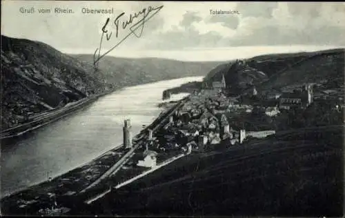 Ak Oberwesel am Rhein, Gesamtansicht