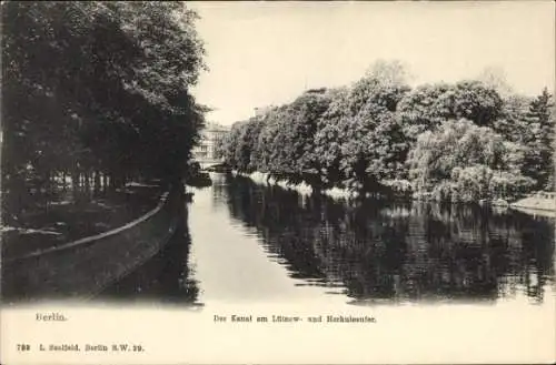 Ak Berlin Charlottenburg, Blick auf den Kanal am Lützow- und Herkulesufer in Berlin.