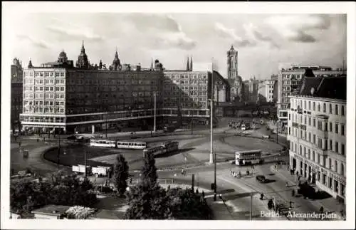 Ak Berlin Mitte, Alexanderplatz, Straßenbahn, Börsoßen, Hotel, Geschäftshäuser