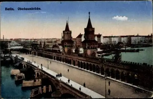 Ak Berlin Friedrichshain Kreuzberg, Oberbaumbrücke