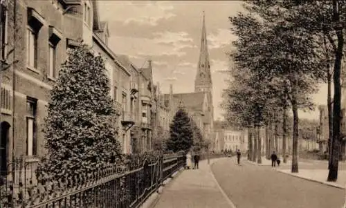 Ak Teteringen Nordbrabant, Baronielaan met Kerk, Teteringen (bei Breda)