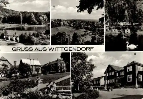 Ak Wittgendorf Saalfeld an der Saale, Auebad, Blick vom Talberg, Gasthaus zur Erholung