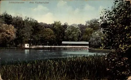 Ak Berlin Zehlendorf, Schlachtensee, Schlachtensee. Alte Fischerhütte