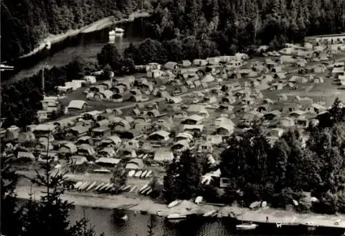 Ak Linkenmühle Gößnitz in Thüringen, Internationaler Zeltplatz an der Hohenwartetalsperre
