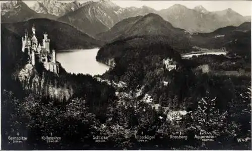 Ak Füssen im Allgäu, Gernspitze, Köllespitze, Schlicke, Vilserkogel, Rossberg, Aggenstein