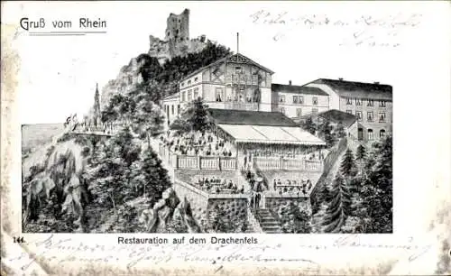 Ak Königswinter, Restauration Drachenfels