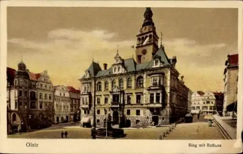 Ak Kłodzko Glatz Schlesien,  Ring mit Rathaus