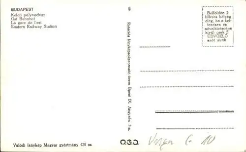 Ak Budapest Ungarn, Ostbahnhof mit Straßenbahn