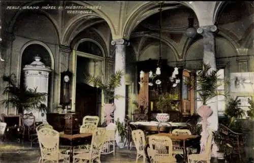 Ak Pegli Genova Genua Ligurien, Grand Hotel et Mediterranee, Vestibül