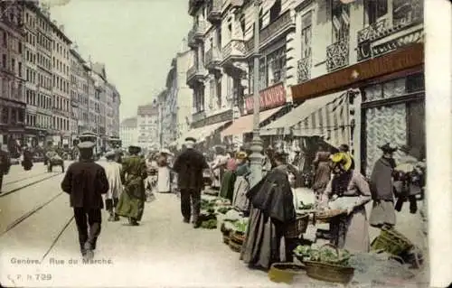 Ak Genève Genf Schweiz, Rue du Marché