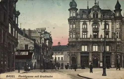 Ak Basel Stadt Schweiz,  Marktgasse mit Brodlaube