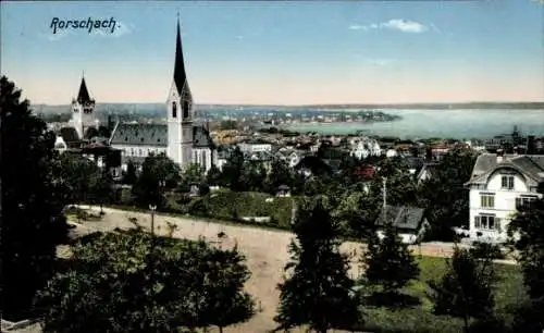 Ak Rorschach Kanton Sankt Gallen Schweiz, Teilansicht mit Kirche