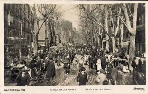 Ak Barcelona Cataluña España, Rambla de las Flores