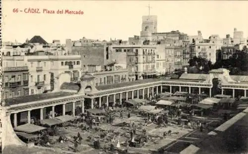 Ak Cádiz Andalusien, Plaza del Mercado, Personen