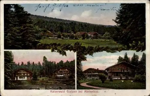 Ak Kladská Glatzen Mariánské Lázně Marienbad Region Karlsbad, Naturansicht, Wald, Gebäude, Pos...