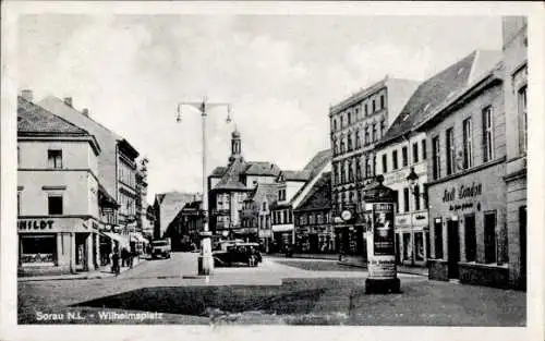 Ak Żary Sorau Niederlausitz Ostbrandenburg, Wilhelmsplatz, Stadtansicht, historische Gebäude, ...