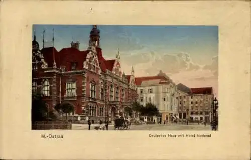 Ak Moravská Ostrava Mährisch Ostrau Region Mährisch Schlesien, Deutsches Haus mit Hotel National