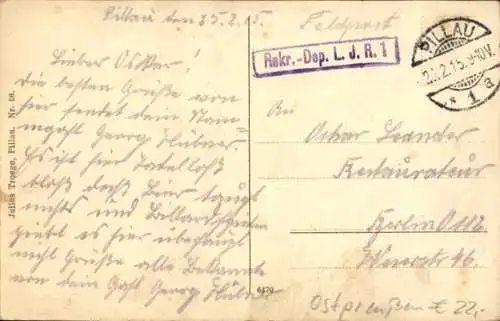 Ak Baltijsk Pillau Ostpreußen, Südkaserne, historische Gebäude, Personen, Bäume