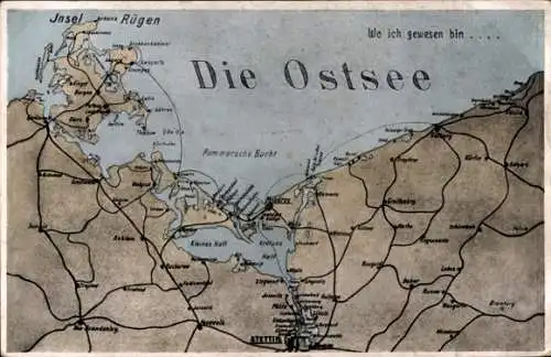 Landkarten Ak Die Ostsee, Insel Rügen, Pommersche Bucht