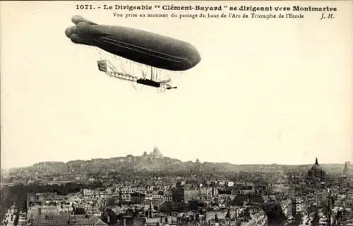 CPA Le Dirigeable Clement-Bayard se dirigeant vers Montmartre