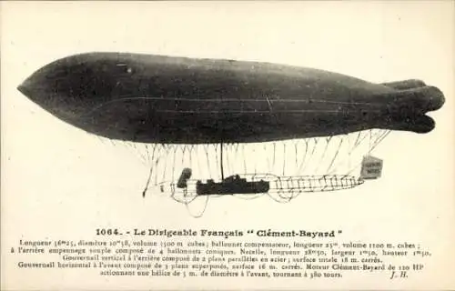 Ak Dirigéable Francais, Clément Bayard, Zeppelin, Frankreich