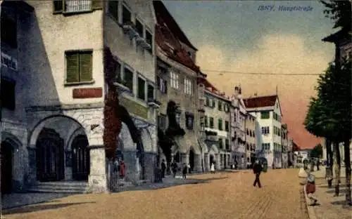 Ak Isny im Allgäu,  Hauptstraße, malerische Häuser, Straßenansicht, historische Architektur