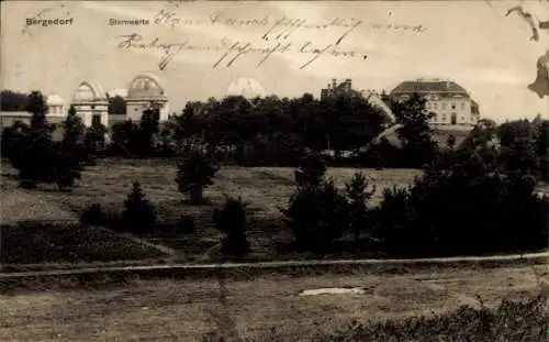 Ak Hamburg Bergedorf, Sternwarte,  historische Gebäude, Landschaftsaufnahme