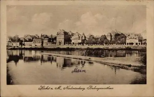 Ak Höchst Frankfurt am Main, Stadtansicht mit Wasser, historische Gebäude, Bäume, ruhig