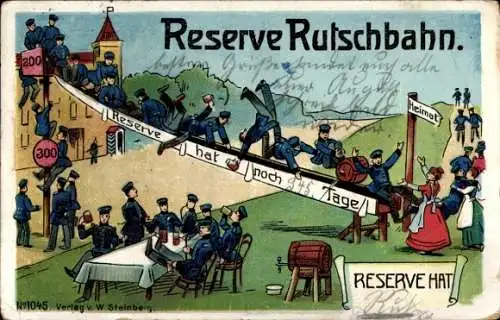 Ak Reserve Rutschbahn, Reserve hat Ruh, Soldatenleben