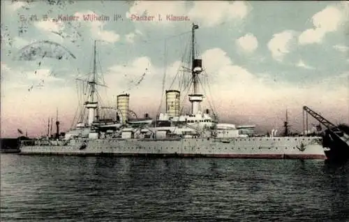 Ak Deutsches Kriegsschiff, SMS Kaiser Wilhelm II, Panzer I. Klasse, Kaiserliche Marine