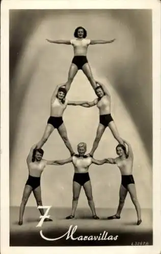 Foto Ak Varieté, Maravillas, Akrobatinnen, Pyramide