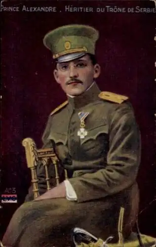 Künstler Ak Kronprinz Alexander von Serbien, Portrait