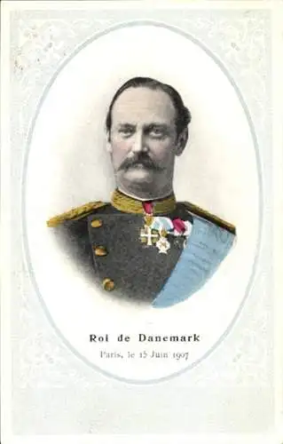 Ak Friedrich VIII, König von Dänemark, Portrait, Staatsbesuch Paris 15 Juni 1907