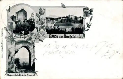 Ak Burgstein Weischlitz im Vogtland, Ruine Burgstein, Panorama, Schwand