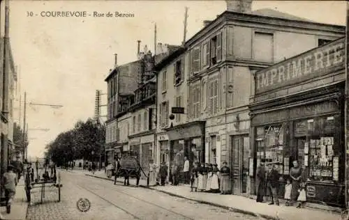 Ak Courbevoie Hauts de Seine, Rue de Bezons, Imprimerie, Gebäude und Straße, historische Ansicht