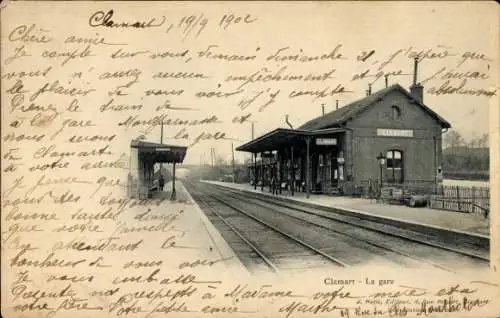 Ak Clamart Hauts de Seine, Bahnhof  Gleise, wartende Menschen, Postkarte von 1902