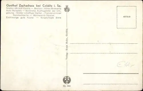 Ak Zschadraß Colditz in Sachsen, Gasthof Zschadrass, Bes. A. Sinkewitz, Tanzdiele, Gasträume