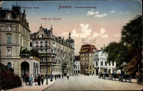 Ak Bremen, Heerdentorssteinweg mit Hillmanns Hotel, Hotel de l'Europe