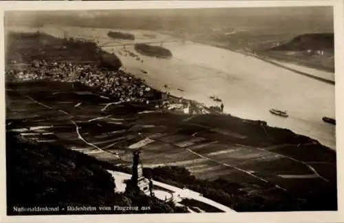 Ak Rüdesheim am Rhein, Niederwald Nationaldenkmal, Fliegeraufnahme