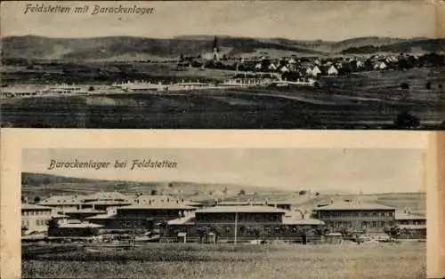 Ak Feldstetten Laichingen in Württemberg, Barackenlager