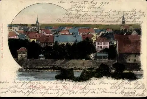 Ak Neu Ulm in Schwaben, Gesamtansicht, Blick von der Insel