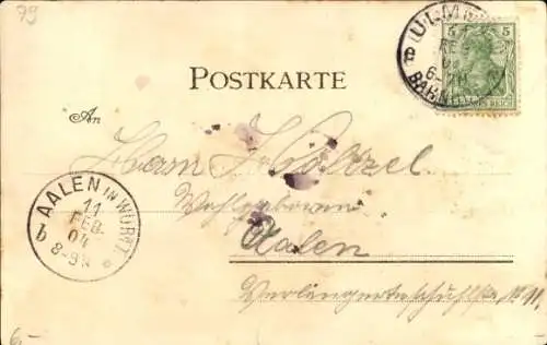 Künstler Litho Ulm an der Donau, Blick auf das Zundelthor