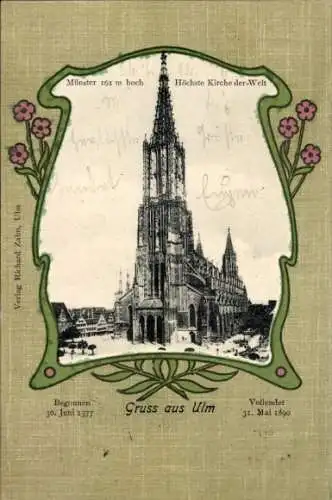 Präge Passepartout Ak Ulm an der Donau, Münster