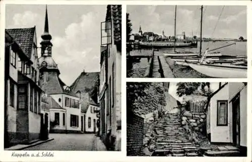 Ak Kappeln an der Schlei, Straßenpartie, Partie am Hafen, Treppen